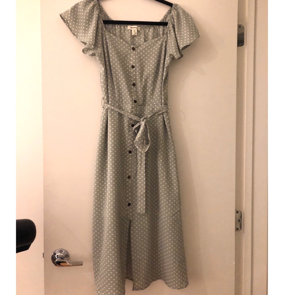 Green & White polka dot dress